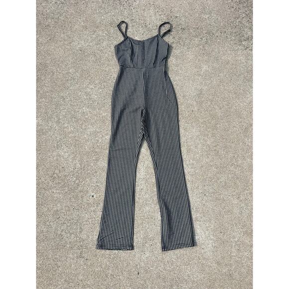 New Urban Outfitters Jumpsuit Women Size XS Black White Gingham Sleeveless Zip - Picture 1 of 7